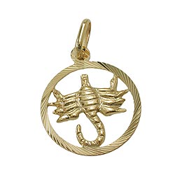 Vedhæng 15mm Zodiac Scorpio 9Kt GULD