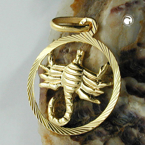 Vedhæng 15mm Zodiac Scorpio 9Kt GULD