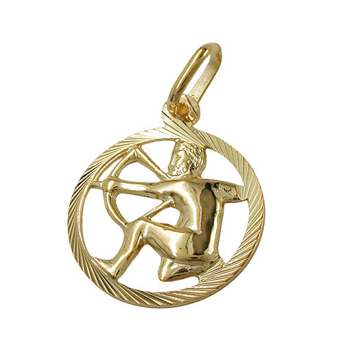 Vedhæng 15mm Zodiac Shooters 9K GULD