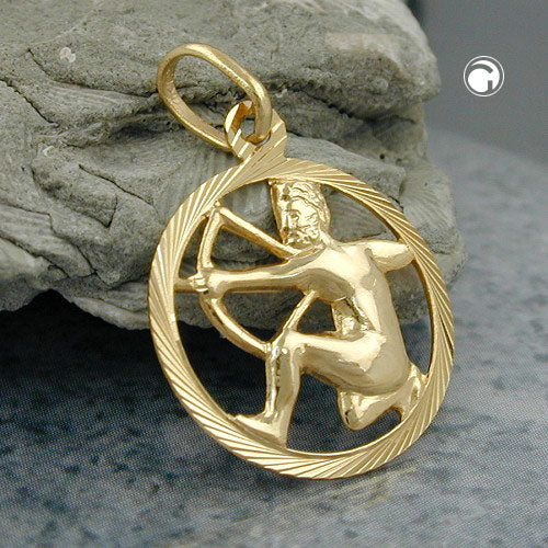 Vedhæng 15mm Zodiac Shooters 9K GULD