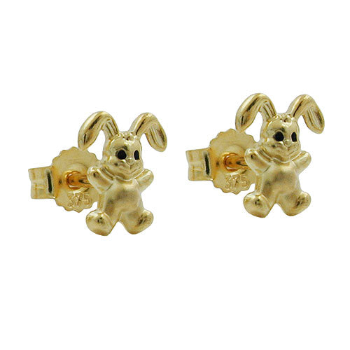 Stud Earring 7x6mm Lille Kanin Matt Blank 9K GULD