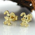 Stud Earring 7x6mm Lille Kanin Matt Blank 9K GULD