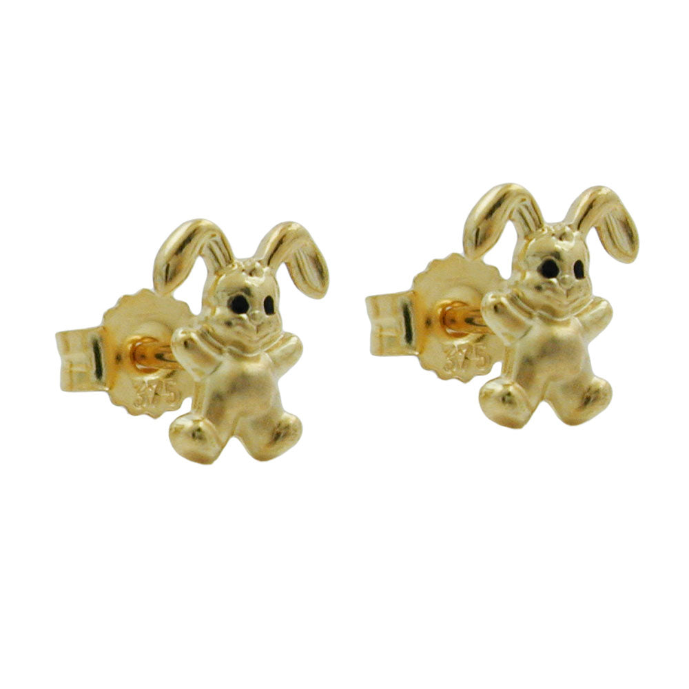 Stud Earring 7x6mm Lille Kanin Matt Blank 9K GULD