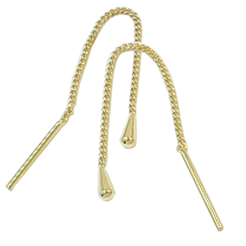 Pull-Through ørering-øreringe 5x2mm Lille kegle 1mm kantkæde 9K GULD