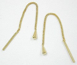 Pull-Through ørering-øreringe 5x2mm Lille kegle 1mm kantkæde 9K GULD