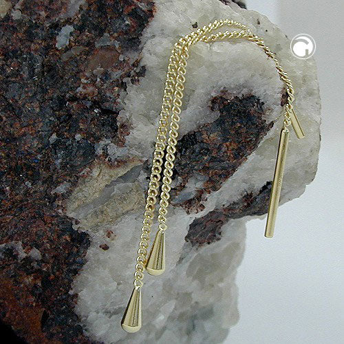 Pull-Through ørering-øreringe 5x2mm Lille kegle 1mm kantkæde 9K GULD