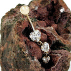 Navlepiercing Banan 35x6mm 3x Cubic Zirconia 14Kt GULD