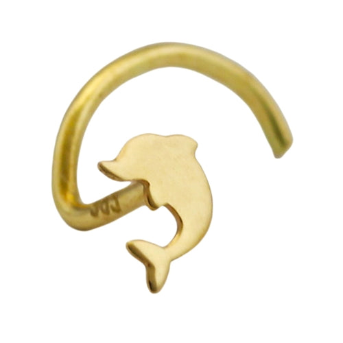 Næsestift 2,5 mm spiral med Little Dolphin 14 karat GULD