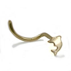 Næsestift 2,5 mm spiral med Little Dolphin 14 karat GULD