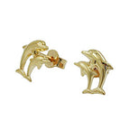 Ørestikker 10x7mm Dolphin Fairy Matte Glossy 9K GOLD