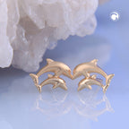 Ørestikker 10x7mm Dolphin Fairy Matte Glossy 9K GOLD