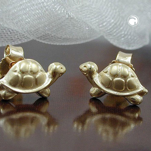 Ørestikker 10x6mm Turtle Matte Gloss 9K GULD