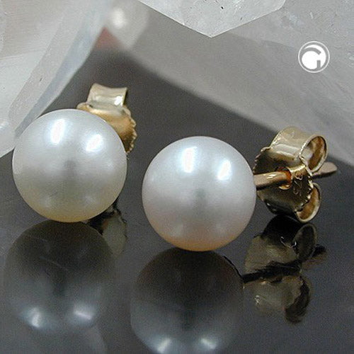 Ørestikker ca. 6 mm ferskvandsdyrket perle 9K GULD