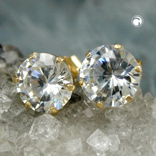 Ørestikker 8mm Cubic Zirconia 9Kt GULD