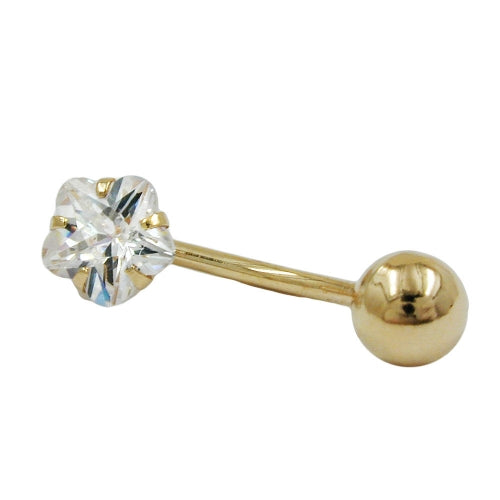 Navlepiercing Banan 17x6mm Flower Cubic Zirconia 14Kt GULD
