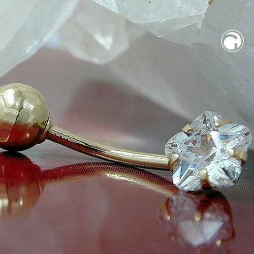 Navlepiercing Banan 17x6mm Flower Cubic Zirconia 14Kt GULD