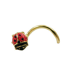 Næsestift 3x3mm spiral med Ladybug 18K GULD