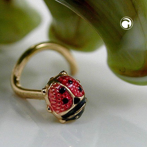 Næsestift 3x3mm spiral med Ladybug 18K GULD