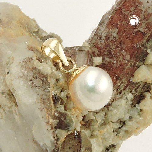Vedhæng ca. 6mm Sweet Water Pearl Round 9K GULD