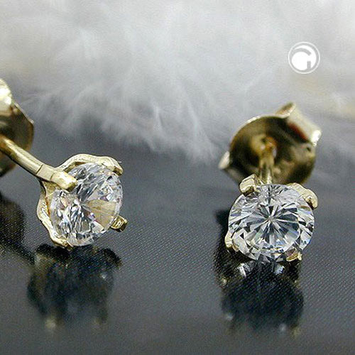 Ørestikker 4mm Cubic Zirconia 9Kt GULD