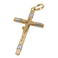 Vedhæng 25x14mm Cross Jesus bicolor rhodium belagt 9K GULD