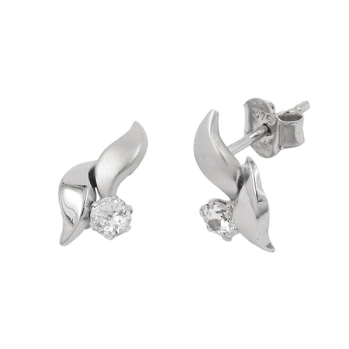 Ørestikker 11x6mm Cubic Zirconia 9K Hvidguld