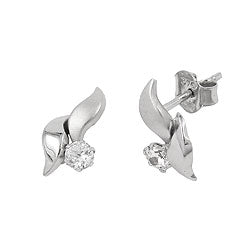Ørestikker 11x6mm Cubic Zirconia 9K Hvidguld