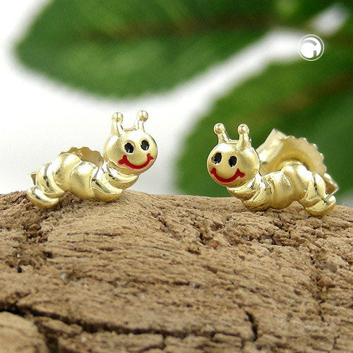 Ørestikker 4x8mm Worm matte skinnende 9K GOLD