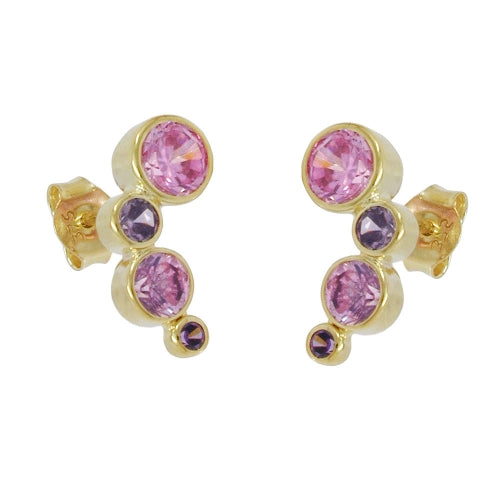Ørestikker 14x5mm Cubic Zirconia pink-lilla 9Kt GULD