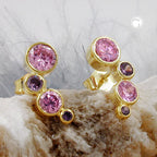 Ørestikker 14x5mm Cubic Zirconia pink-lilla 9Kt GULD