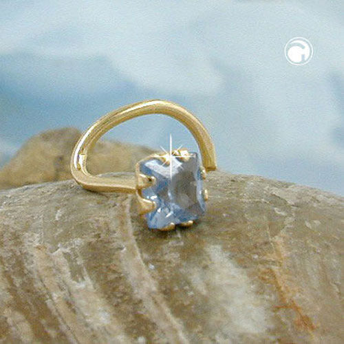 Næsestift 3x3mm zirkonia akva-farve 18k GULD
