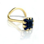 Næsestift 3x3mm spiral med zirkonia safir-blå 18Kt GULD