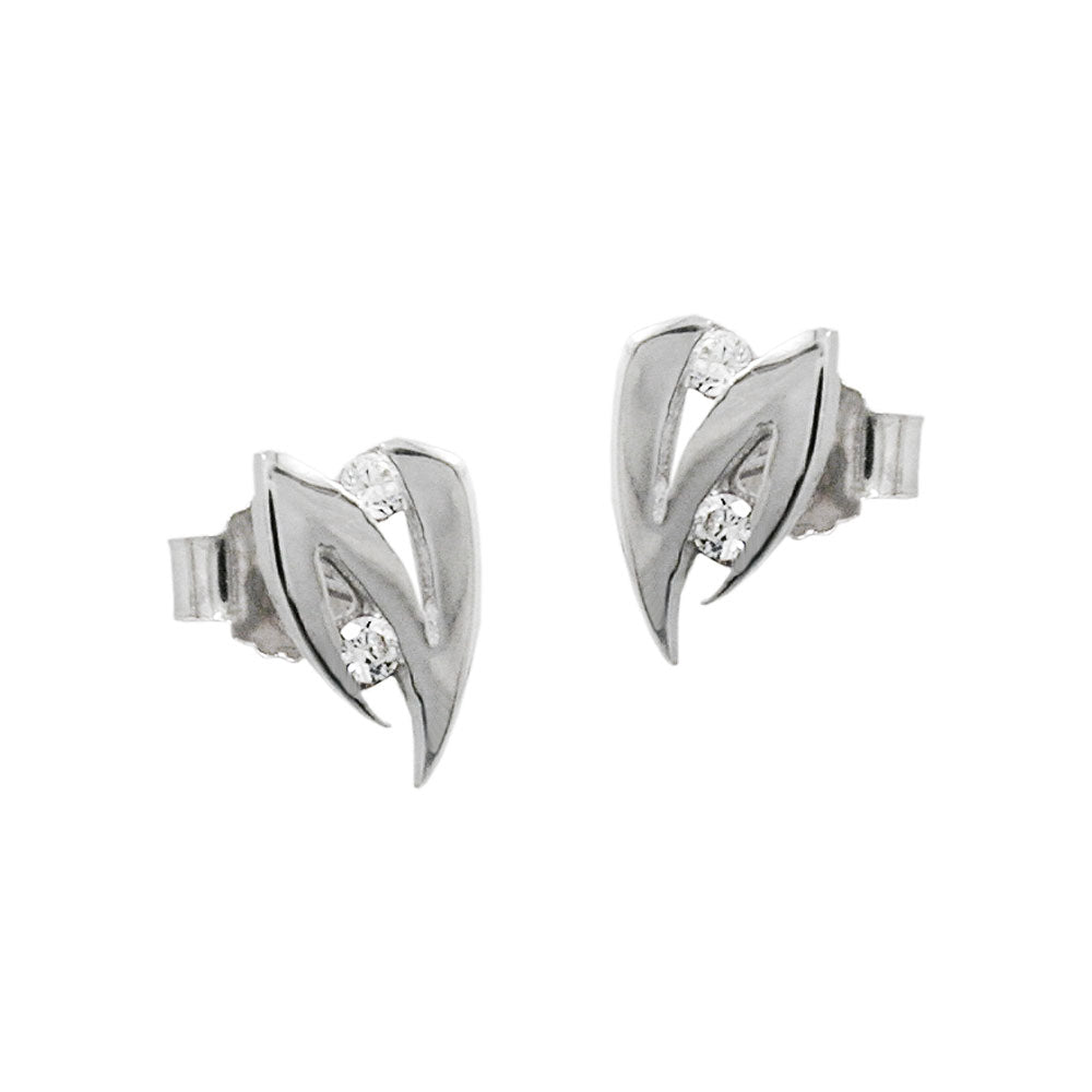 Ørestik 8x5mm Cubic Zirconia 14K Hvidguld