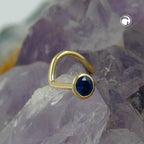 Næsestift 2,5 mm spiral med zirkonia safirblå 18k GULD
