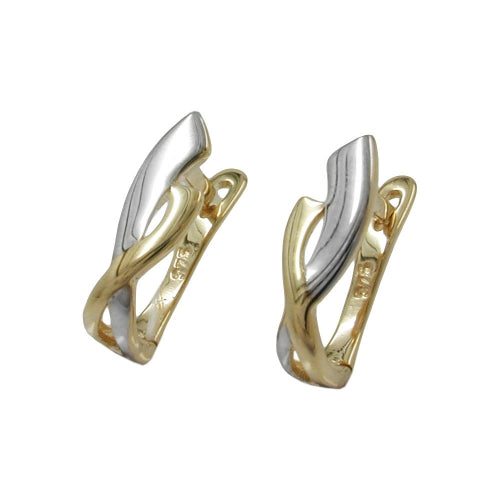 Ring ørering 13x4mm Hængsel bicolor 9Kt GULD