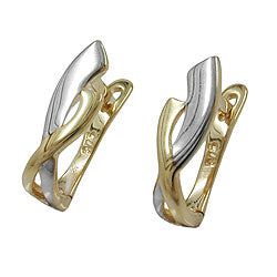Ring ørering 13x4mm Hængsel bicolor 9Kt GULD