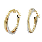 Ring ørering 19x2mm bicolor, gulguld og hvidguld 9K GULD