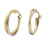 Ring ørering 19x2mm bicolor, gulguld og hvidguld 9K GULD