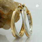 Ring ørering 19x2mm bicolor, gulguld og hvidguld 9K GULD
