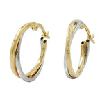 Ring ørering 19x2mm bicolor, gulguld og hvidguld 9K GULD