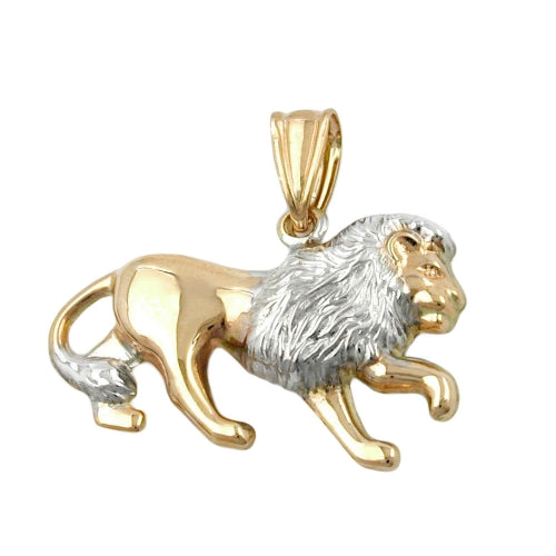 Vedhæng 23x15mm Löwe bicolor rhodiumbelagt 9K GULD