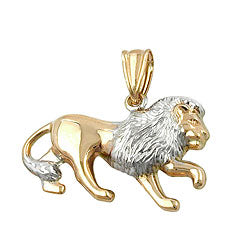 Vedhæng 23x15mm Löwe bicolor rhodiumbelagt 9K GULD