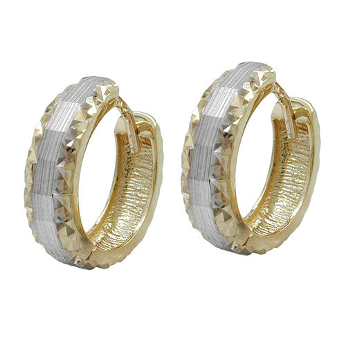 Ring ørering 14x4mm hængsel bicolor diamant 9K GULD