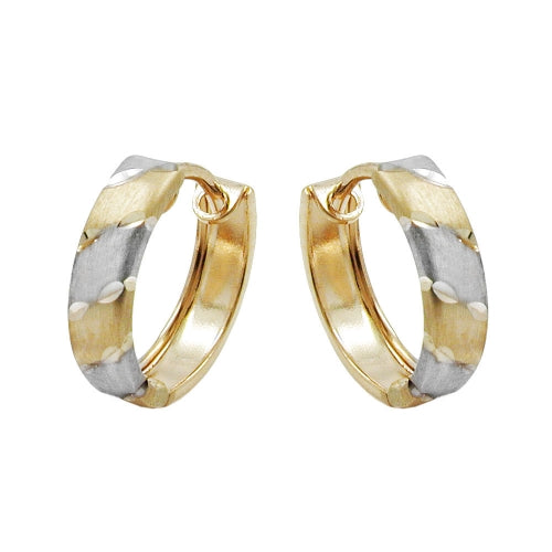 Ring ørering 12x3mm Hængsel bicolor rhodiumbelagt 9Kt GULD