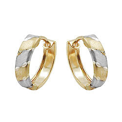 Ring ørering 12x3mm Hængsel bicolor rhodiumbelagt 9Kt GULD