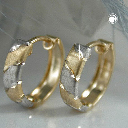 Ring ørering 12x3mm Hængsel bicolor rhodiumbelagt 9Kt GULD