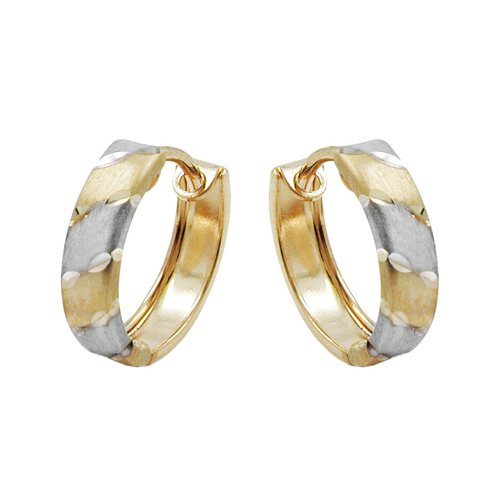 Ring ørering 12x3mm Hængsel bicolor rhodiumbelagt 9Kt GULD