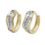 Ring ørering 13x5mm Hængsel bicolor Cubic Zirconia 9Kt GULD