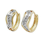 Ring ørering 13x5mm Hængsel bicolor Cubic Zirconia 9Kt GULD
