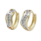 Ring ørering 13x5mm Hængsel bicolor Cubic Zirconia 9Kt GULD